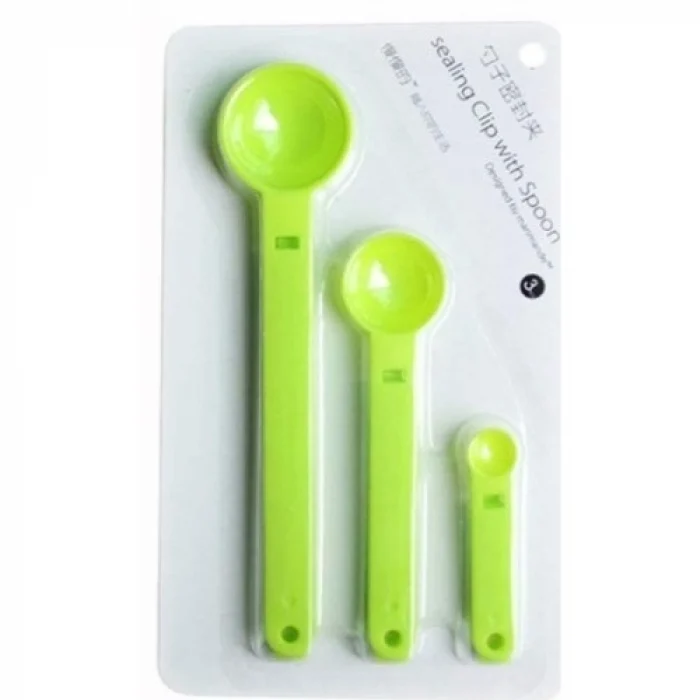 Mey İthalat® Ölçme Kaşıklı Poşet Klipsi 3lü Paket