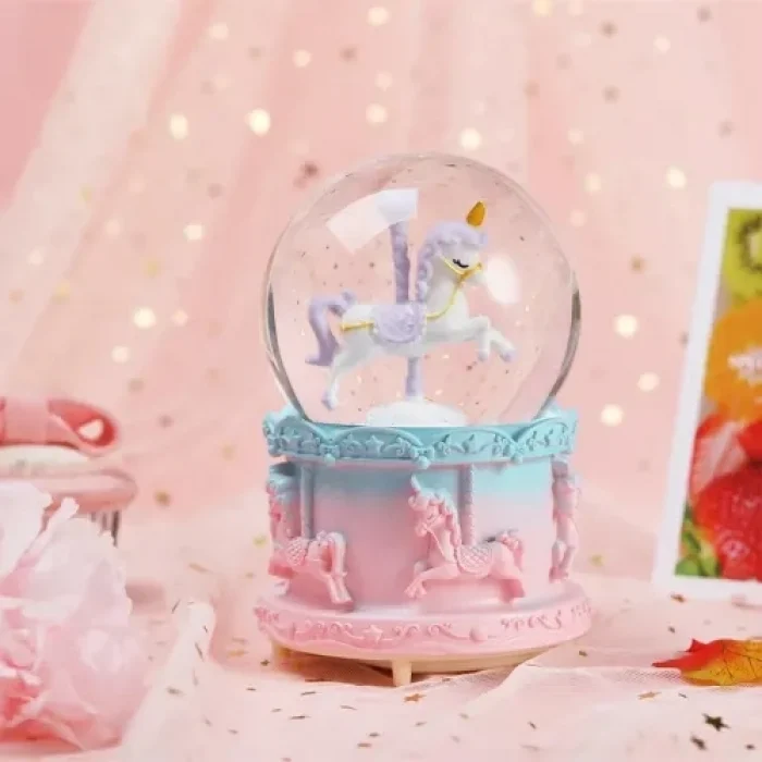 Mey İthalat® Orta Boy Işıklı Unicorn Kar Küresi