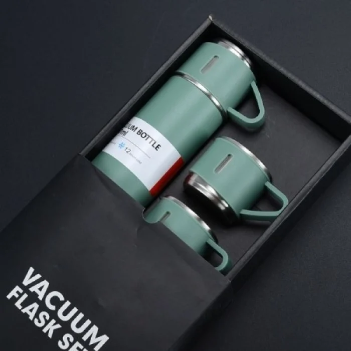 Mey İthalat® Paslanmaz Çelik Bardaklı Termos Seti 500 ML