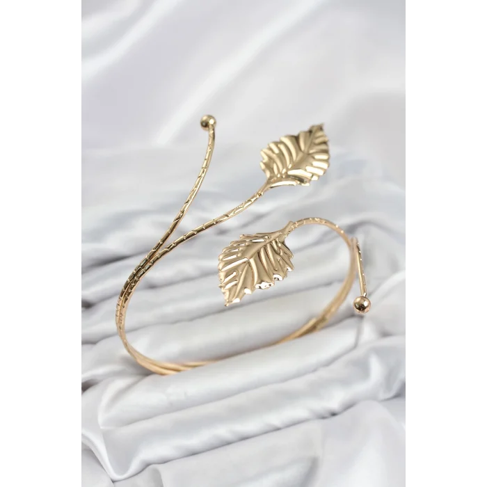 Mey İthalat® Pazu Bileklik Gold Renk Pirinç Yaprak Model