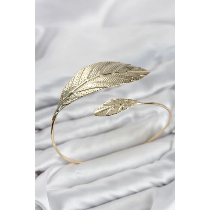Mey İthalat® Pazu Bileklik Gold Renk Pirinç Yaprak Model
