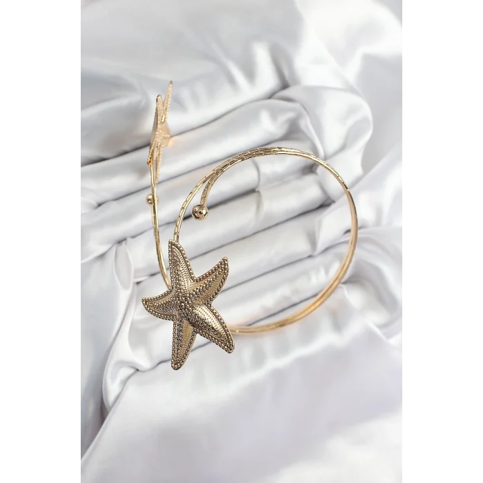 Mey İthalat® Pirinç Deniz Yıldızı Model Gold Renk Kadın Pazu Bileklik
