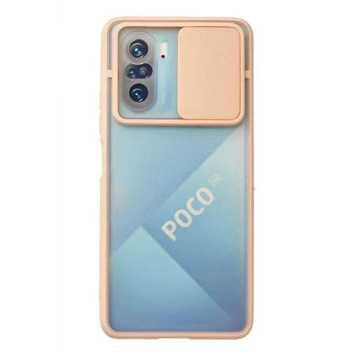 Mey İthalat®   Poco F3 Kılıf Palm Buzlu Kamera Sürgülü Silikon - Pembe