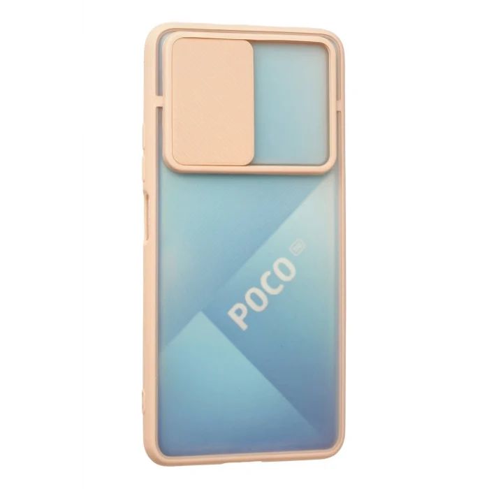 Mey İthalat®   Poco F3 Kılıf Palm Buzlu Kamera Sürgülü Silikon - Pembe