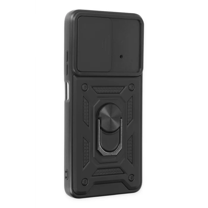 Mey İthalat®   Poco X4 Pro 5G Kılıf Pars Lens Yüzüklü Silikon - Siyah