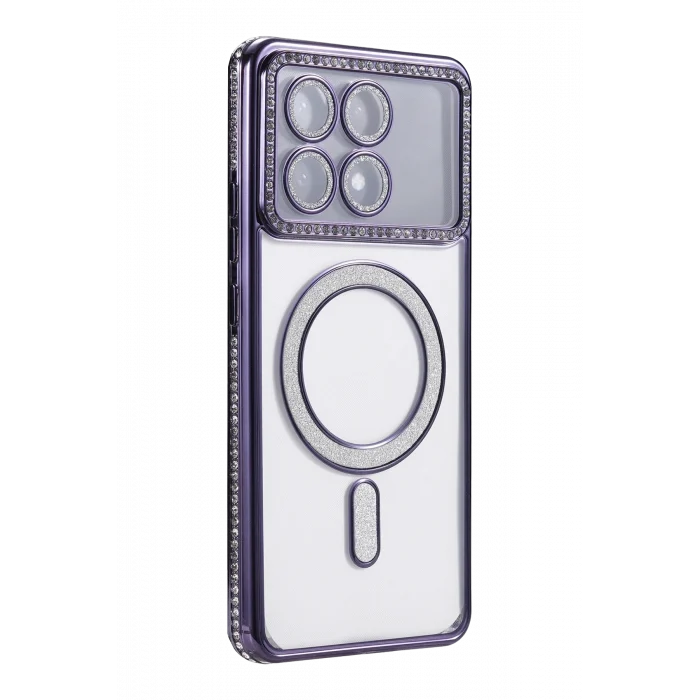 Mey İthalat®   Poco X6 Pro Joke Simli Magneticsafe Kılıf - Derin Mor