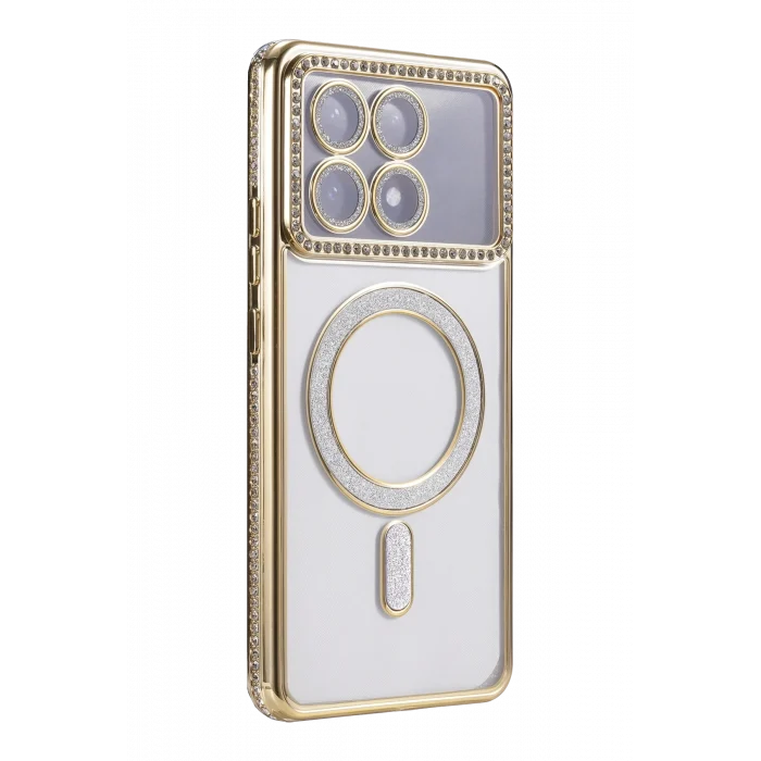 Mey İthalat®   Poco X6 Pro Joke Simli Magneticsafe Kılıf - Gold