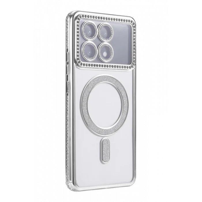 Mey İthalat®   Poco X6 Pro Joke Simli Magneticsafe Kılıf - Gümüş