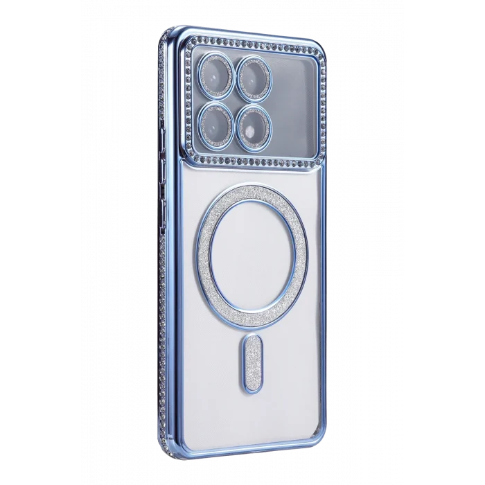 Mey İthalat®   Poco X6 Pro Joke Simli Magneticsafe Kılıf - Mavi