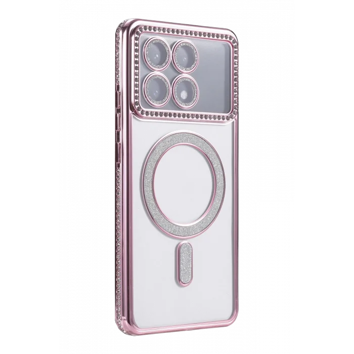 Mey İthalat®   Poco X6 Pro Joke Simli Magneticsafe Kılıf - Pembe