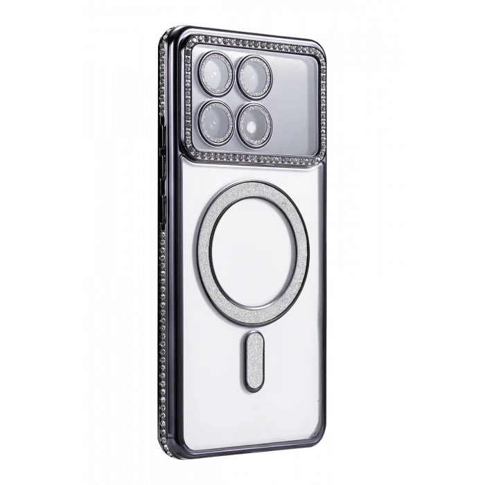 Mey İthalat®   Poco X6 Pro Joke Simli Magneticsafe Kılıf - Siyah