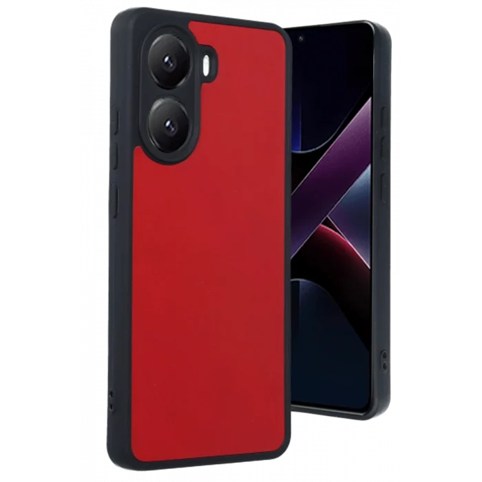 Mey İthalat®   Poco X7 Pro Kılıf Aras Deri Kapak - Kırmızı