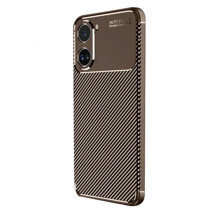 Mey İthalat®   Poco X7 Pro Kılıf Auto Focus Karbon Kapak - Kahverengi