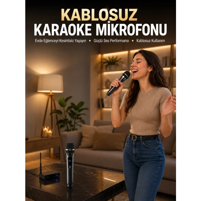 Mey İthalat® Profesyonel Kablosuz Mikrofon Seti Çift Mikrofonlu