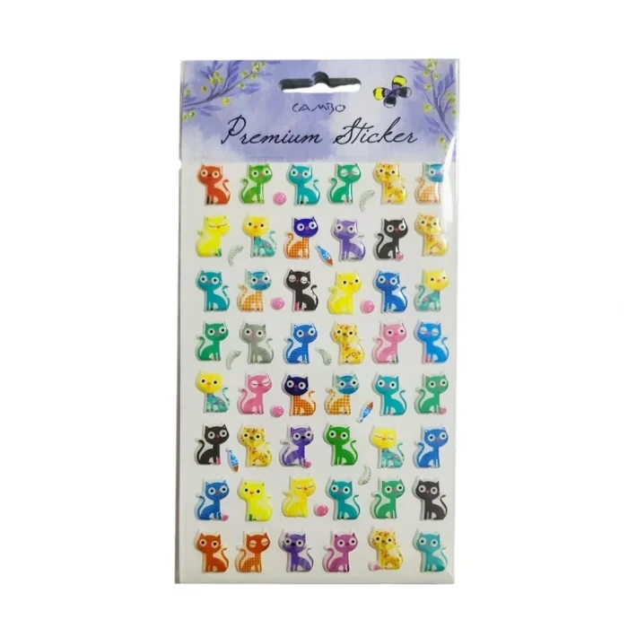 Mey İthalat® Puf Sticker Balıklı Kedi