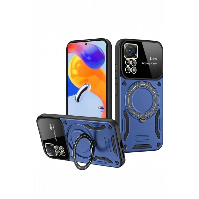 Mey İthalat®  Realme 11 Pro Plus Joy Lens Standlı Kapak - Lacivert