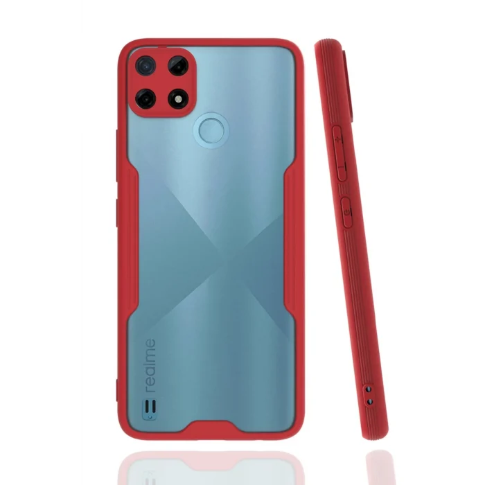 Mey İthalat®  Realme C25Y Kılıf Platin Silikon - Kırmızı