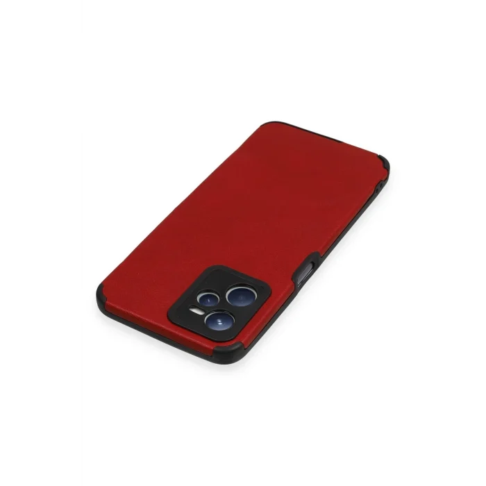 Mey İthalat®  Realme C35 Kılıf Loop Deri Silikon - Kırmızı