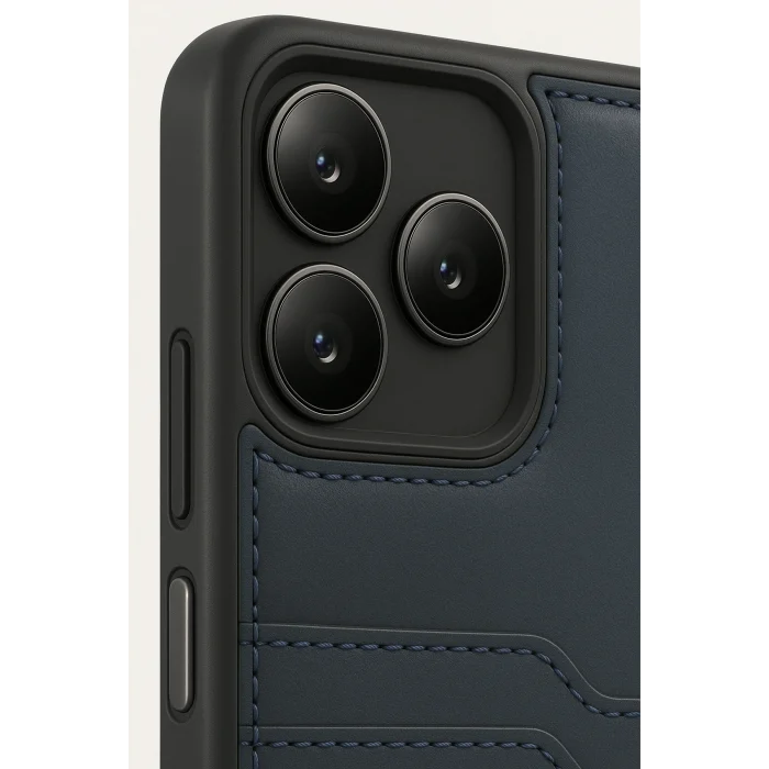 Mey İthalat®  Realme Note 50 4G Kılıf Sara Kartvizitli Deri Kılıf - Lacivert
