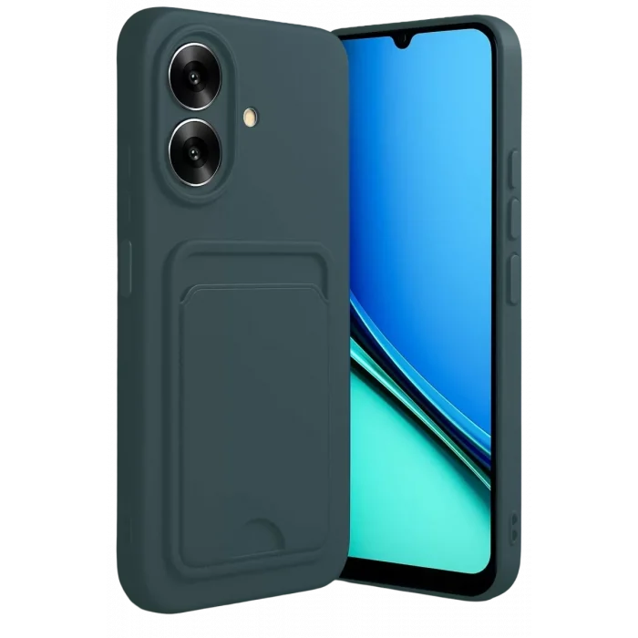 Mey İthalat®  Realme Note 60 Kelvin Kartvizitli Silikon - Koyu Yeşil
