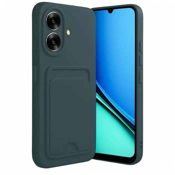 Mey İthalat®  Realme Note 60 Kelvin Kartvizitli Silikon - Koyu Yeşil