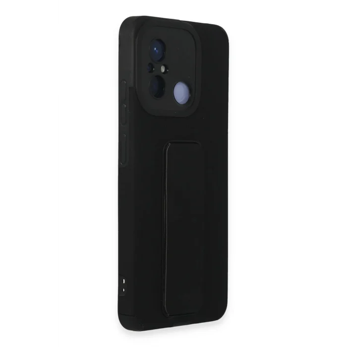 Mey İthalat®   Redmi 12C Kılıf Mega Standlı Silikon - Siyah