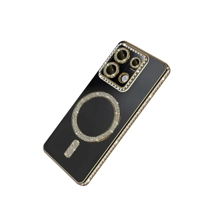 Mey İthalat®   Redmi 13C Joke Simli Magneticsafe Kılıf - Gold