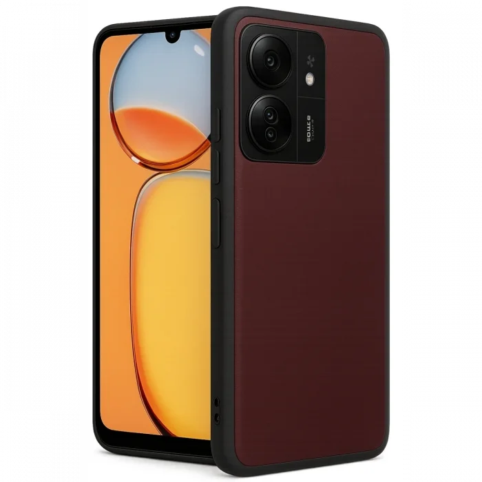 Mey İthalat®   Redmi 13C Kılıf Aras Deri Kapak - Bordo
