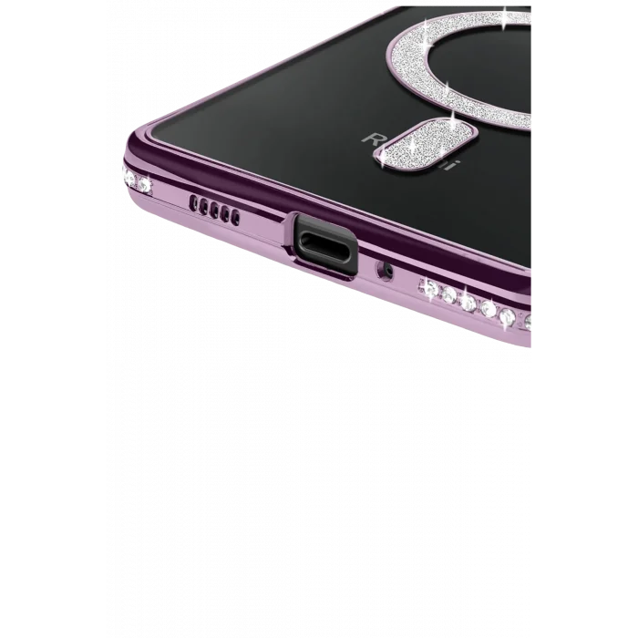 Mey İthalat®   Redmi 14C Joke Simli Magneticsafe Kılıf - Derin Mor