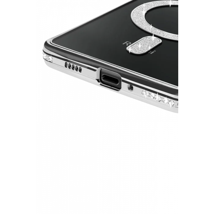 Mey İthalat®   Redmi 14C Joke Simli Magneticsafe Kılıf - Gümüş