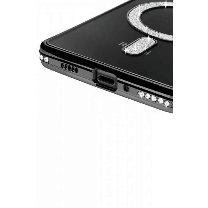 Mey İthalat®   Redmi 14C Joke Simli Magneticsafe Kılıf - Siyah