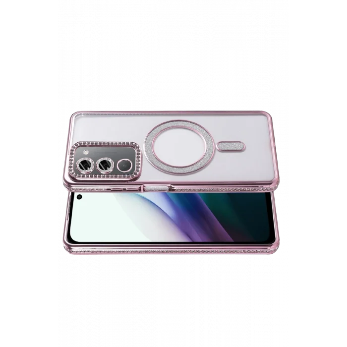 Mey İthalat®   Redmi 15 4G Joke Simli Magneticsafe Kılıf - Pembe