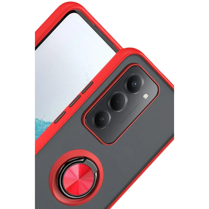 Mey İthalat®   Redmi 15 4G Montreal Yüzüklü Silikon Kapak - Kırmızı