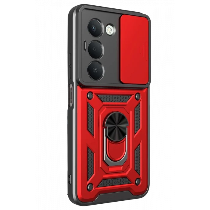 Mey İthalat®   Redmi 15 4G Pars Lens Yüzüklü Silikon - Kırmızı