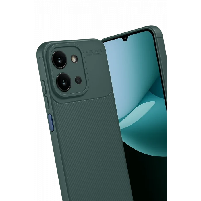 Mey İthalat®   Redmi 15C 4G Auto Focus Karbon Kapak - Koyu Yeşil