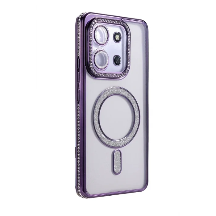 Mey İthalat®   Redmi 15C 4G Joke Simli Magneticsafe Kılıf - Derin Mor
