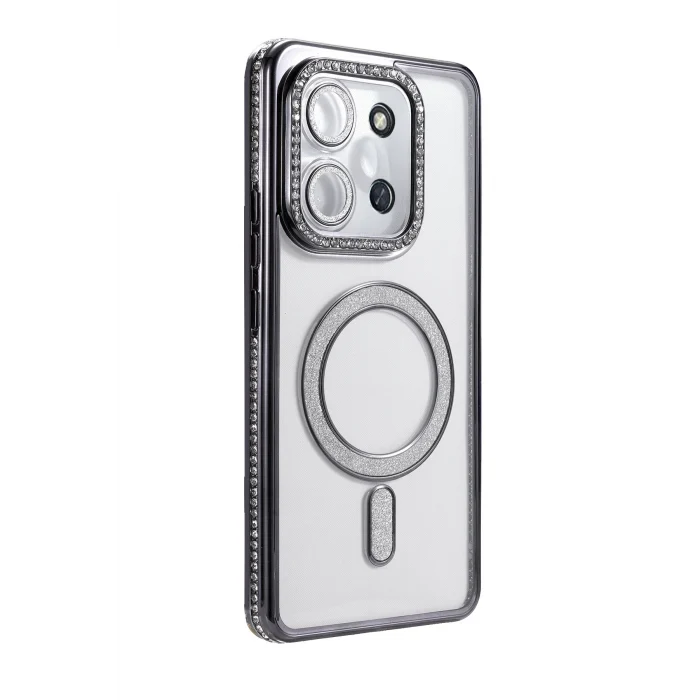 Mey İthalat®   Redmi 15C 4G Joke Simli Magneticsafe Kılıf - Siyah
