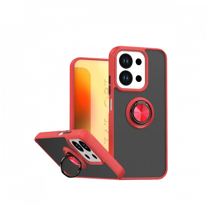 Mey İthalat®   Redmi 15C 4G Montreal Yüzüklü Silikon Kapak - Kırmızı