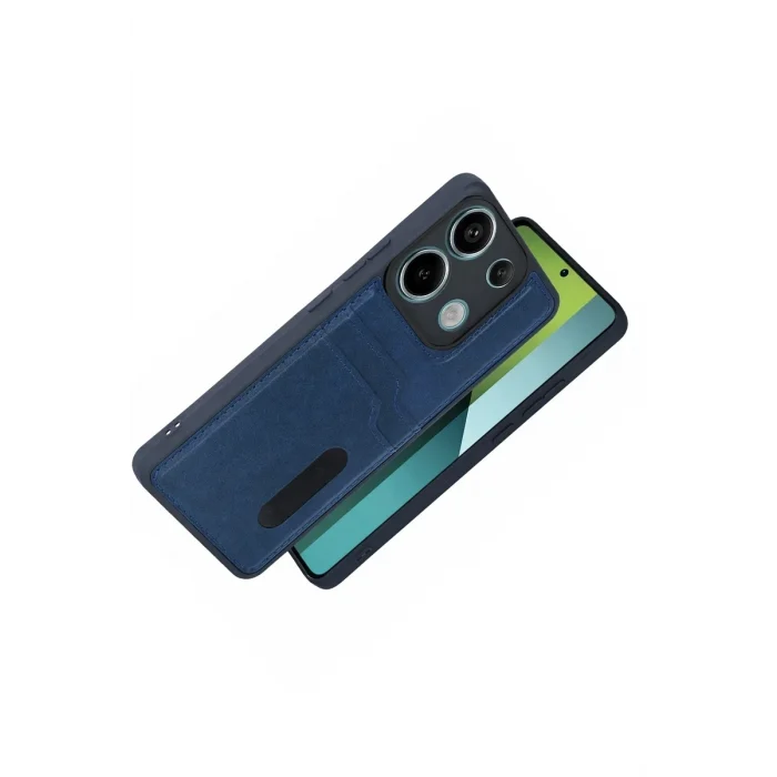 Mey İthalat®   Redmi 15C 4G Sara Kartvizitli Deri Kılıf - Lacivert