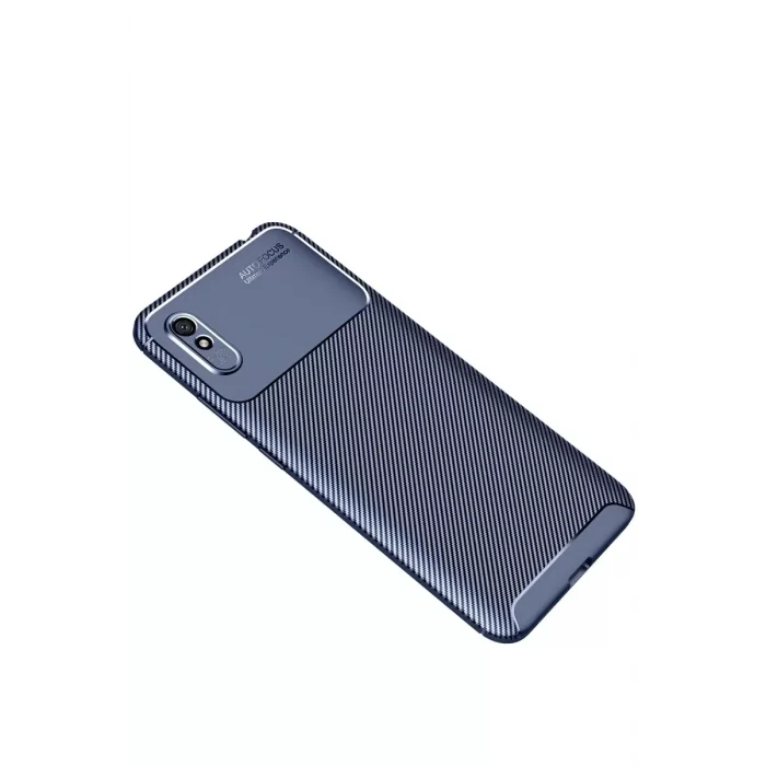 Mey İthalat®   Redmi 9A Kılıf Auto Focus Karbon Kapak - Lacivert