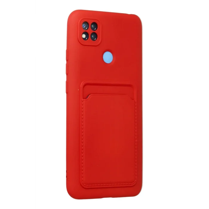 Mey İthalat®   Redmi 9C Kılıf Kelvin Kartvizitli Silikon - Kırmızı