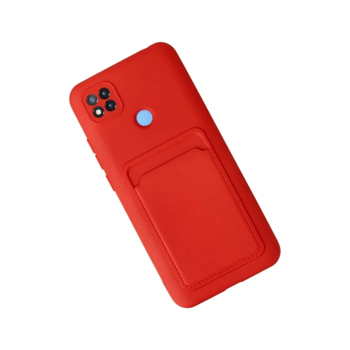 Mey İthalat®   Redmi 9C Kılıf Kelvin Kartvizitli Silikon - Kırmızı