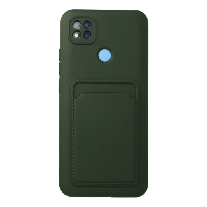 Mey İthalat®   Redmi 9C Kılıf Kelvin Kartvizitli Silikon - Koyu Yeşil