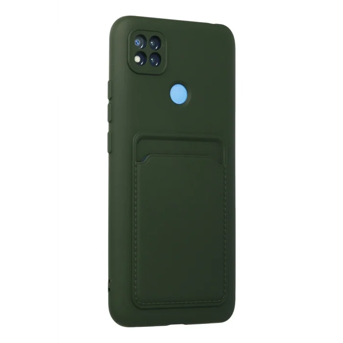 Mey İthalat®   Redmi 9C Kılıf Kelvin Kartvizitli Silikon - Koyu Yeşil