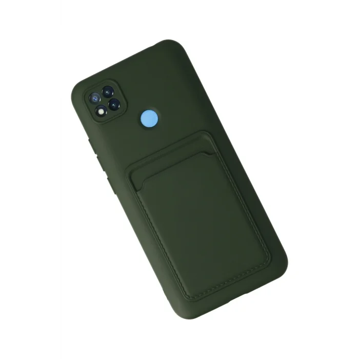 Mey İthalat®   Redmi 9C Kılıf Kelvin Kartvizitli Silikon - Koyu Yeşil