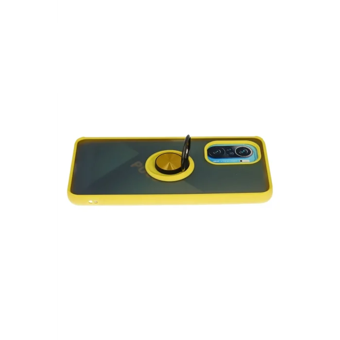 Mey İthalat®   Redmi K40 Kılıf Montreal Yüzüklü Silikon Kapak - Sarı