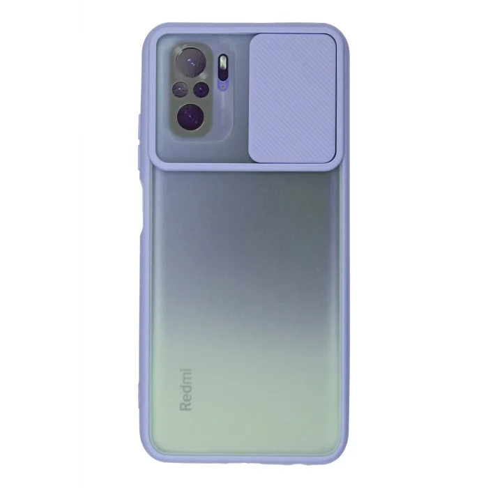 Mey İthalat®   Redmi Note 10 Kılıf Palm Buzlu Kamera Sürgülü Silikon - Lila