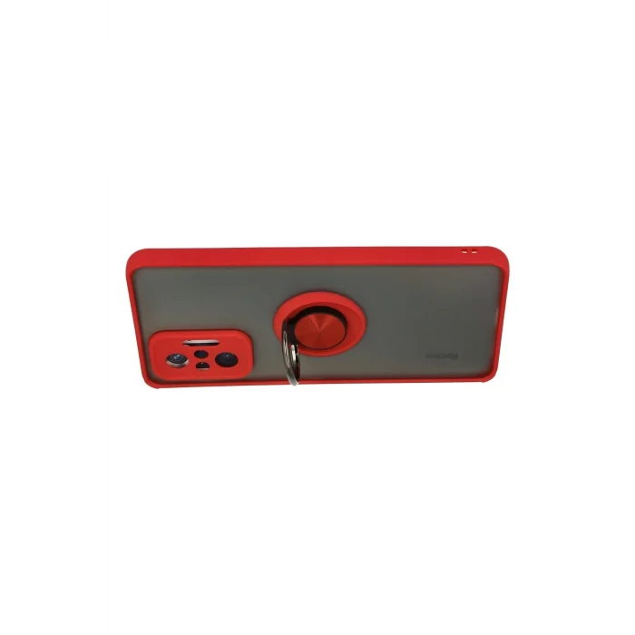 Mey İthalat®   Redmi Note 10 Pro Kılıf Montreal Yüzüklü Silikon Kapak - Kırmızı