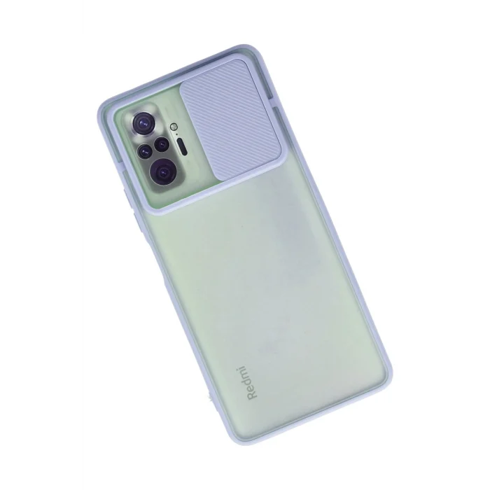 Mey İthalat®   Redmi Note 10 Pro Kılıf Palm Buzlu Kamera Sürgülü Silikon - Lila