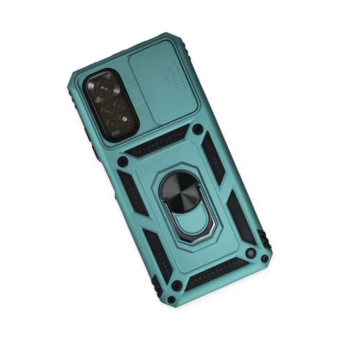 Mey İthalat®   Redmi Note 11 Kılıf Pars Lens Yüzüklü Silikon - Yeşil
